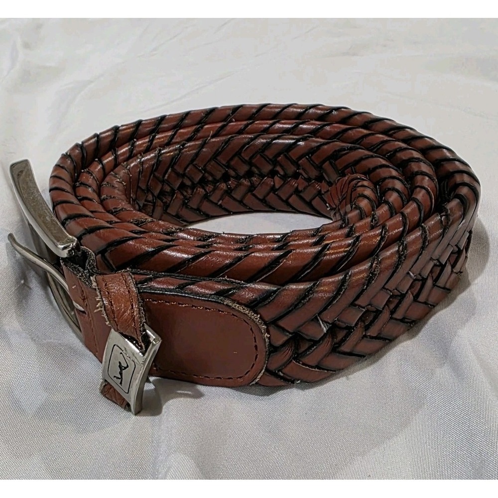 Mens Pga Braided Leather Belt Size 42 Brown Classic Office Wear Business Casual